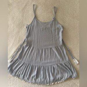 Miken Light Blue Sleeveless Mini Dress with Tassels Size Medium